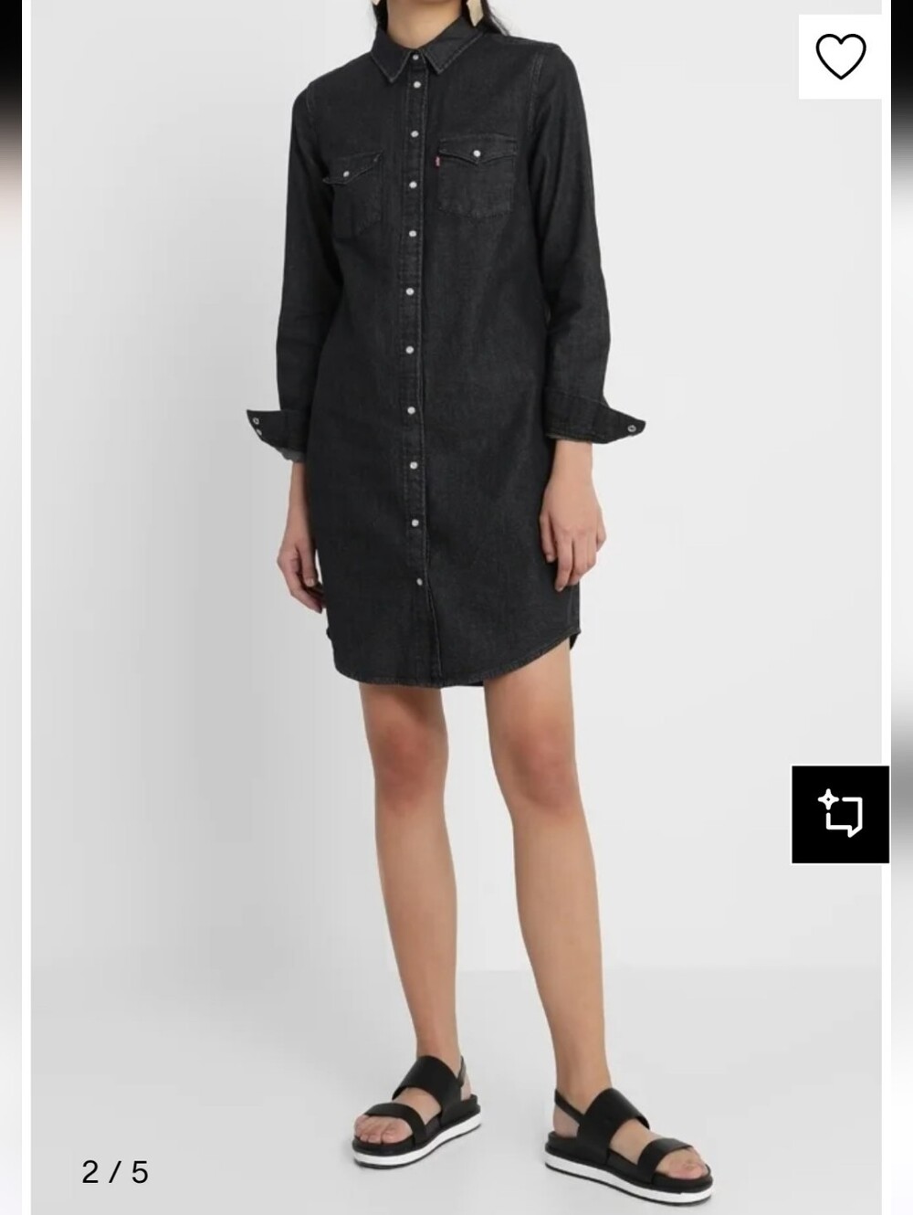 Levi's Ellie Black Denim Snap Front Shirt Dress Size M